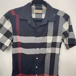 Burberry London Button Down Authentic Mens Blue Stretch Shirt Small price firm
